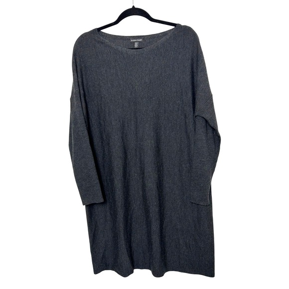 Eileen Fisher Dresses & Skirts - Eileen Fisher 100% Merino Wool Sweater Dress Women S Grey quiet luxury old money